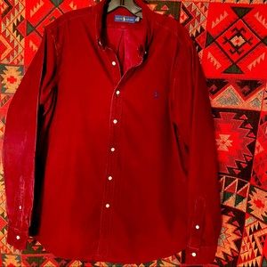 Ralph Lauren Mens Burgundy XL Corduroy Button Down